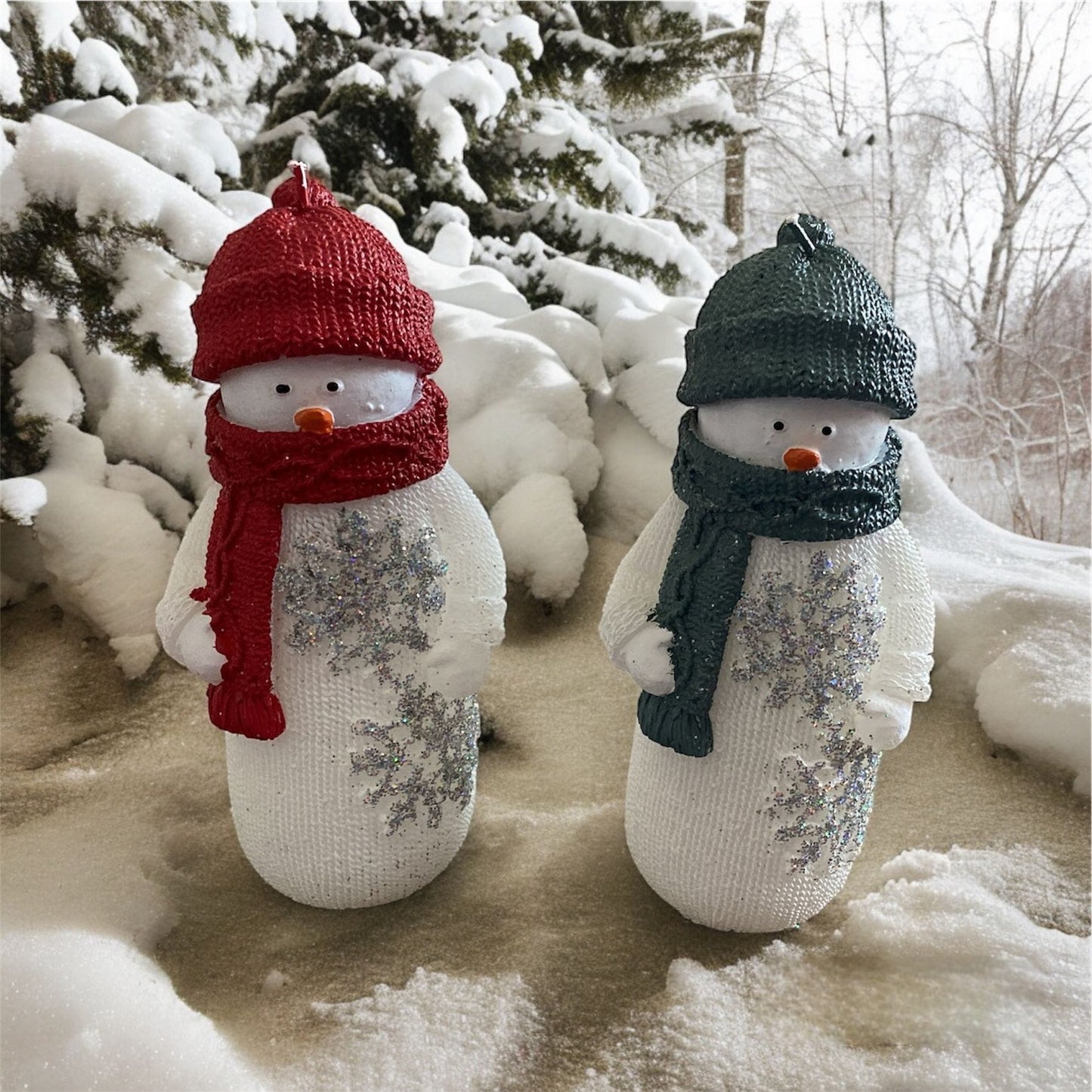 Snowman Candle - Red