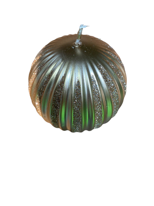 Bauble Candle - Gold with Glitter Stripes